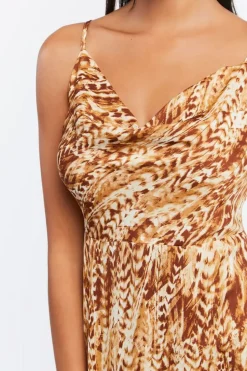 Feather Print Midi Dress