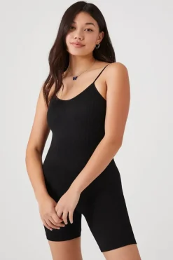 Fitted Rib-Knit Cami Romper