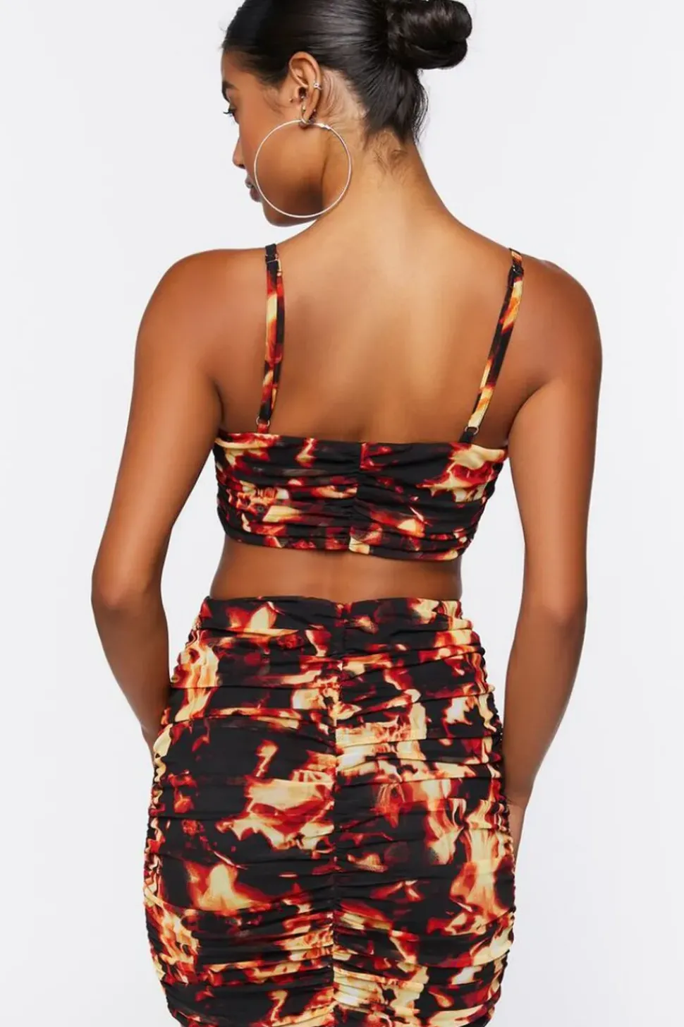 Flame Print Cropped Cami & Mini Skirt Set