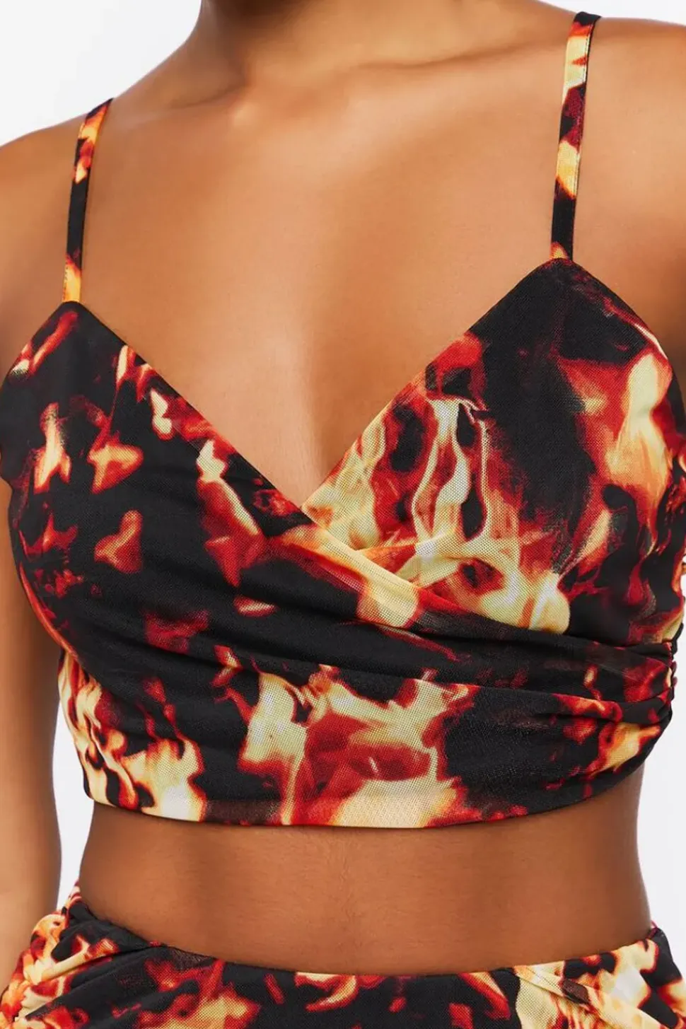 Flame Print Cropped Cami & Mini Skirt Set