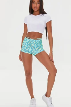 Flame Print Cutout Shorts