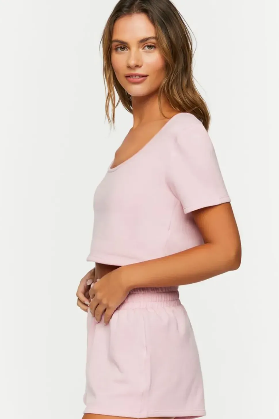 Fleece Crop Top & Shorts Pajama Set