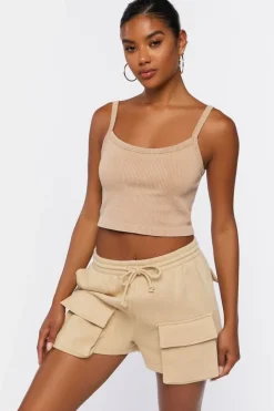 Fleece Drawstring Cargo Shorts