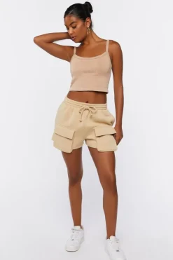 Fleece Drawstring Cargo Shorts