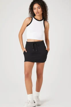 Fleece Drawstring Mini Skirt