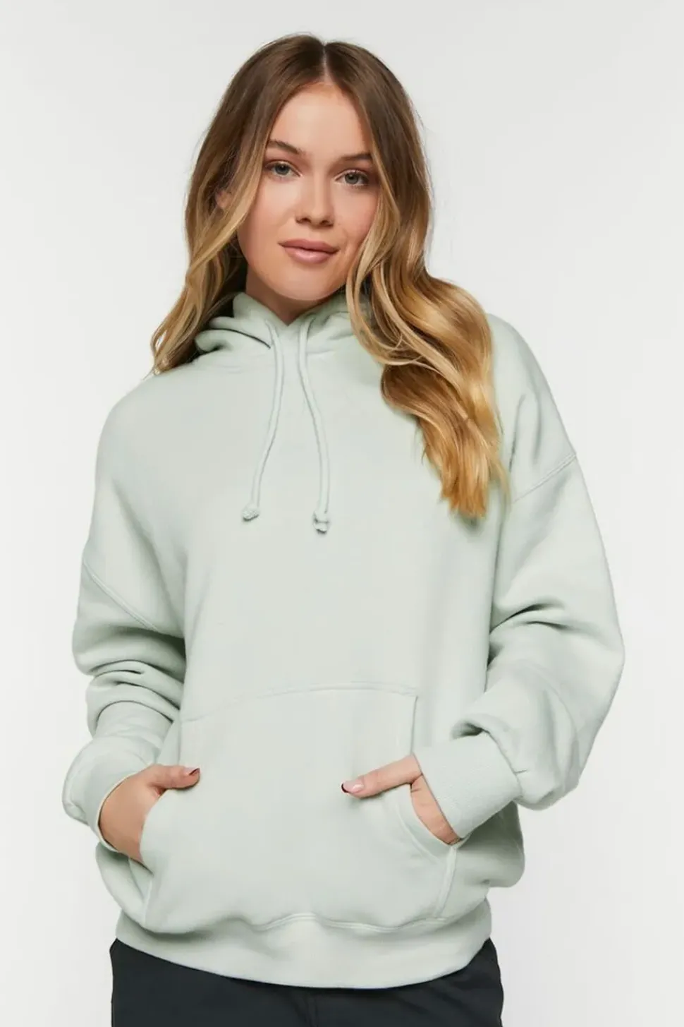 Fleece Knotted Drawstring Hoodie