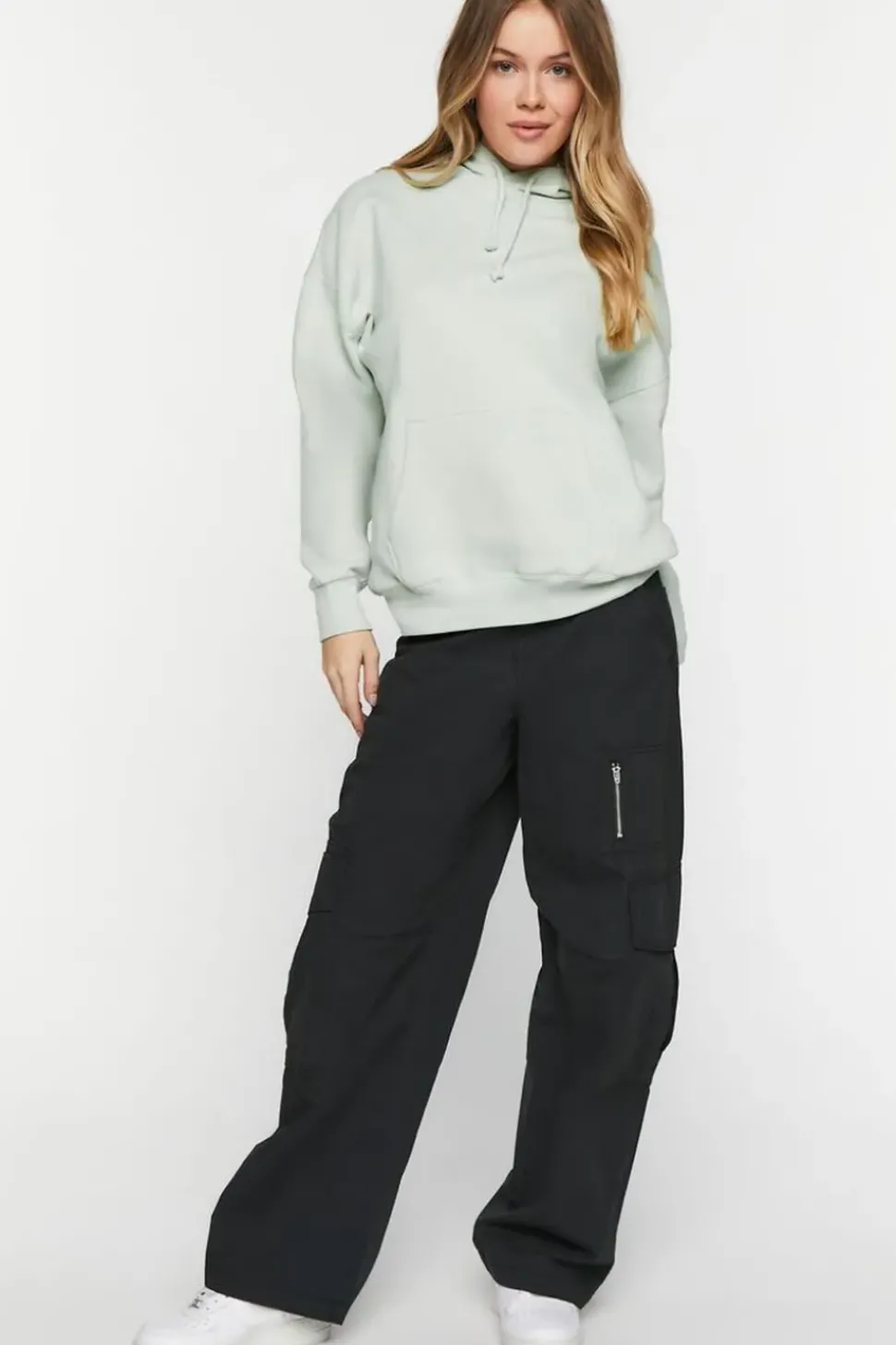 Fleece Knotted Drawstring Hoodie