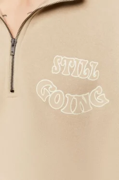 Flocked Still Going Graphic Half-Zip Pullover