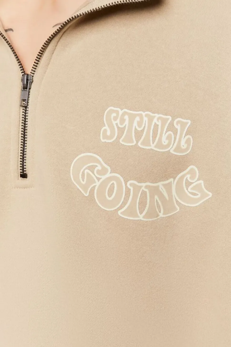 Flocked Still Going Graphic Half-Zip Pullover