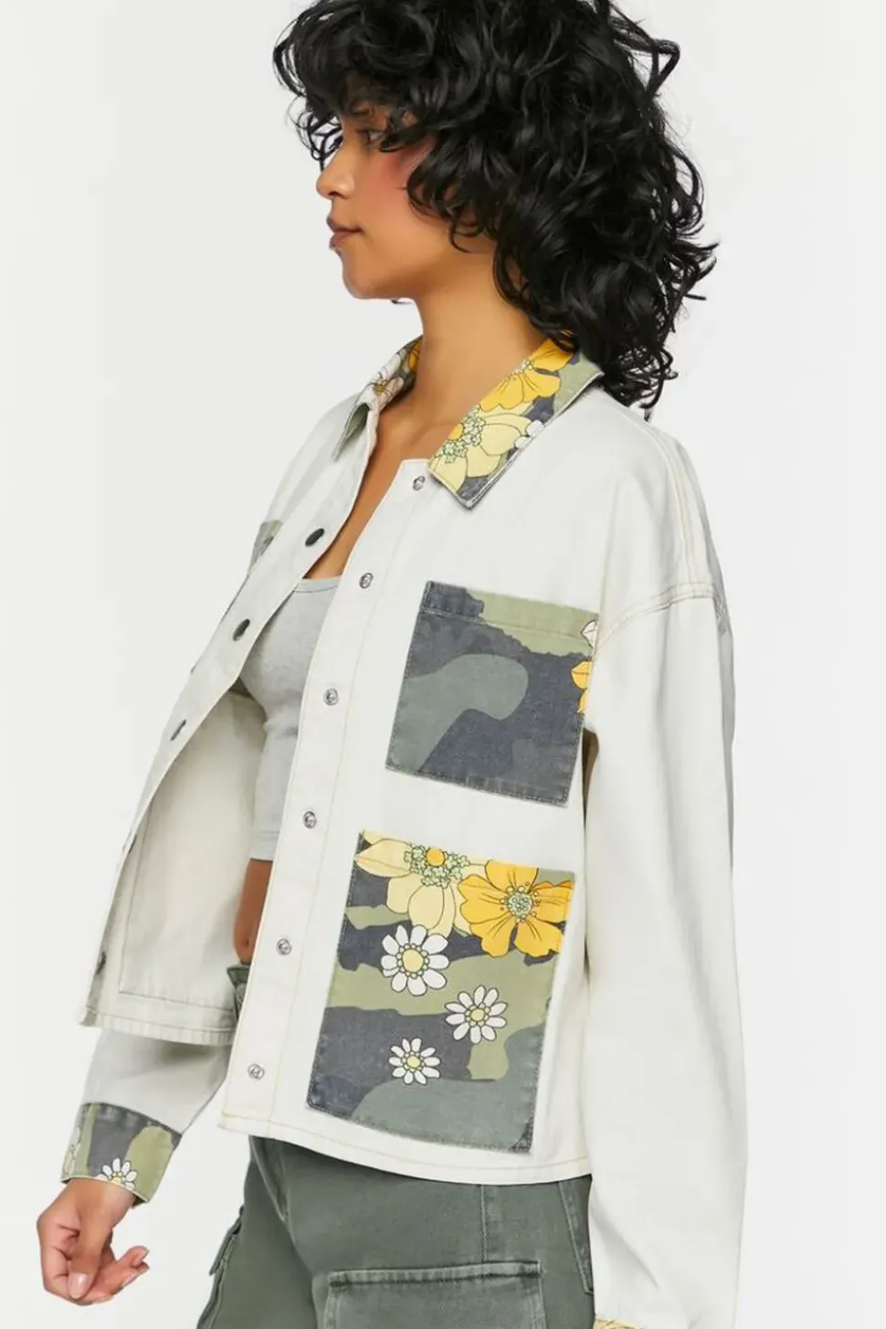 Floral Camo Colorblock Shacket