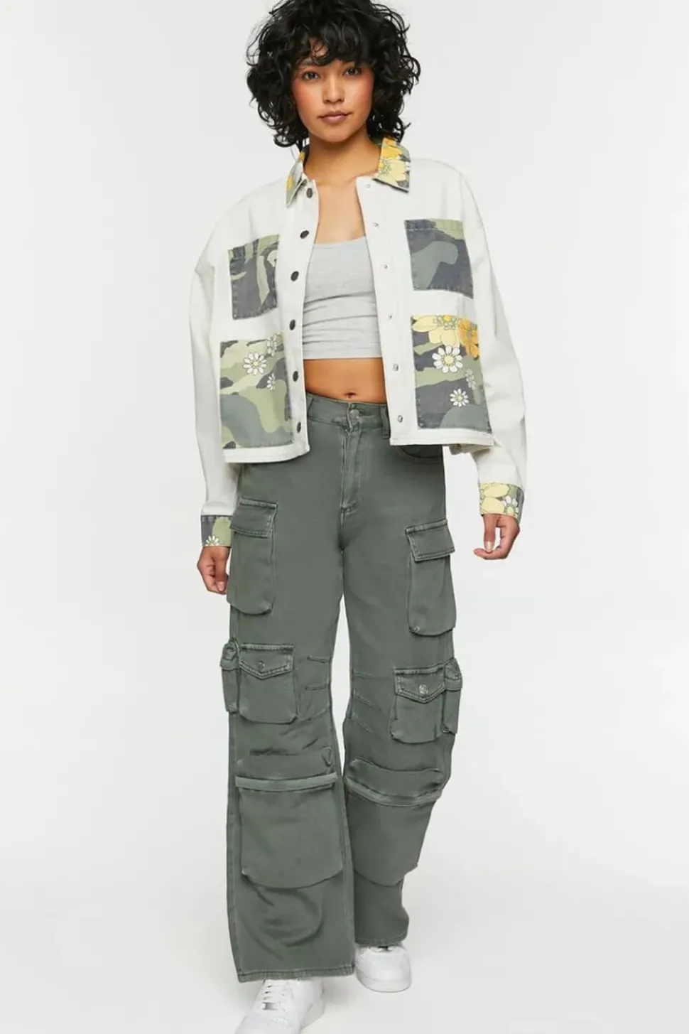 Floral Camo Colorblock Shacket