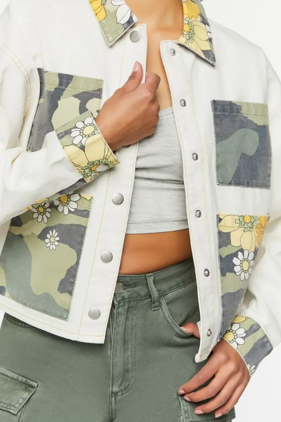 Floral Camo Colorblock Shacket