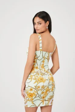 Floral Chain Print Mini Dress