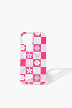 Floral Checkered Case For Iphone 12