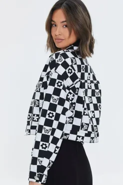 Floral Checkered Twill Jacket