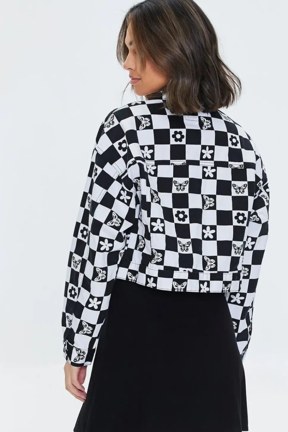 Floral Checkered Twill Jacket