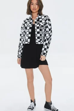 Floral Checkered Twill Jacket