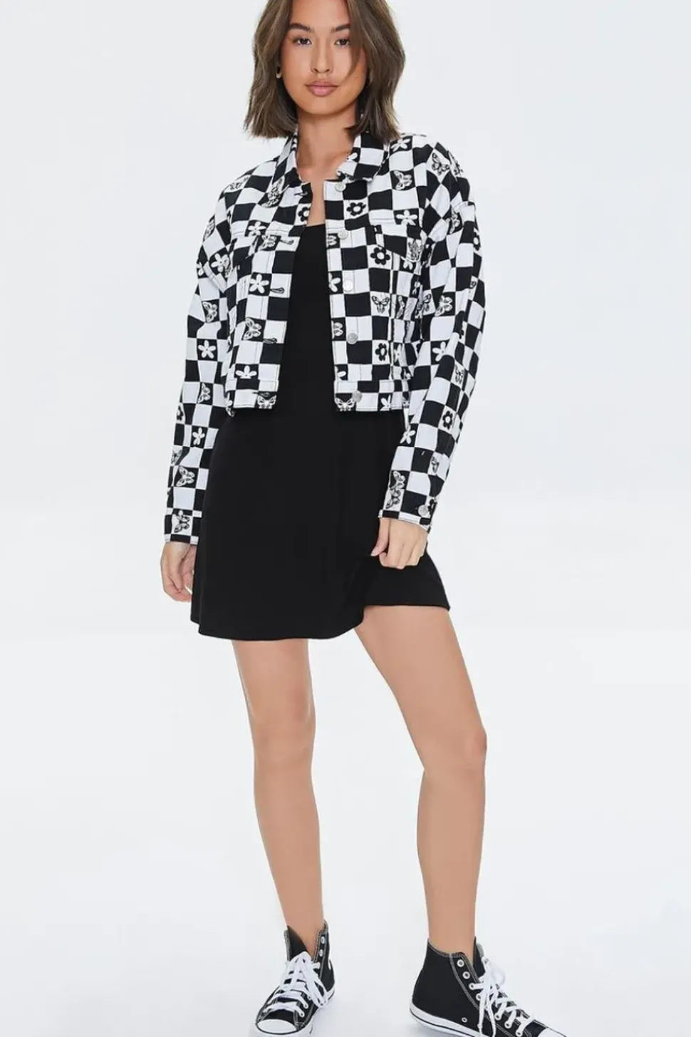 Floral Checkered Twill Jacket