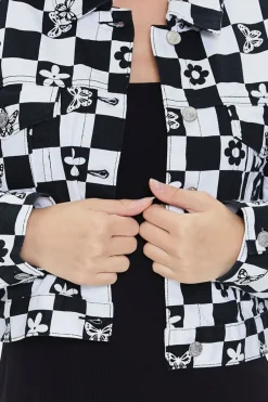 Floral Checkered Twill Jacket