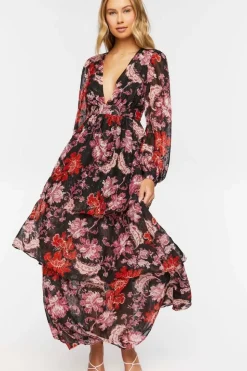 Floral Chiffon Maxi Dress