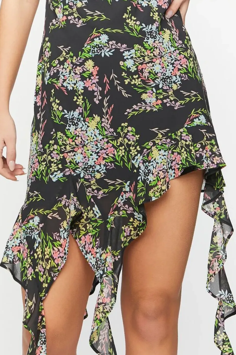 Floral Chiffon Off-The-Shoulder Dress