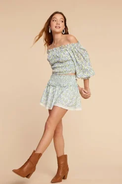 Floral Chiffon Smocked Skirt