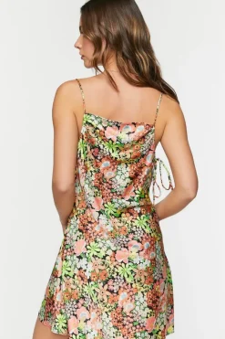 Floral Cowl Drawstring Cami Dress