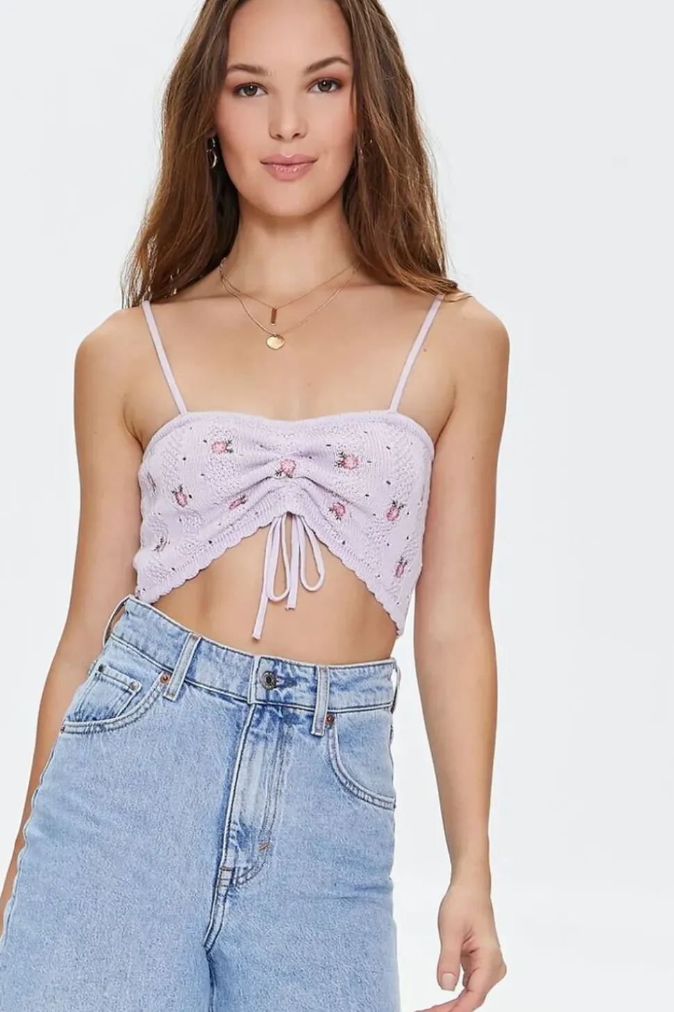 Floral Crochet Cropped Cami