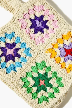 Floral Crochet Tote Bag