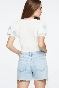 Floral Cropped Cardigan Sweater