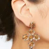 Floral Cross Drop Earrings
