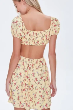 Floral Cutout Mini Dress