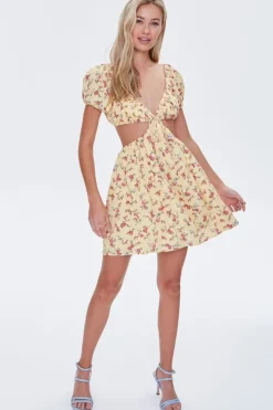 Floral Cutout Mini Dress