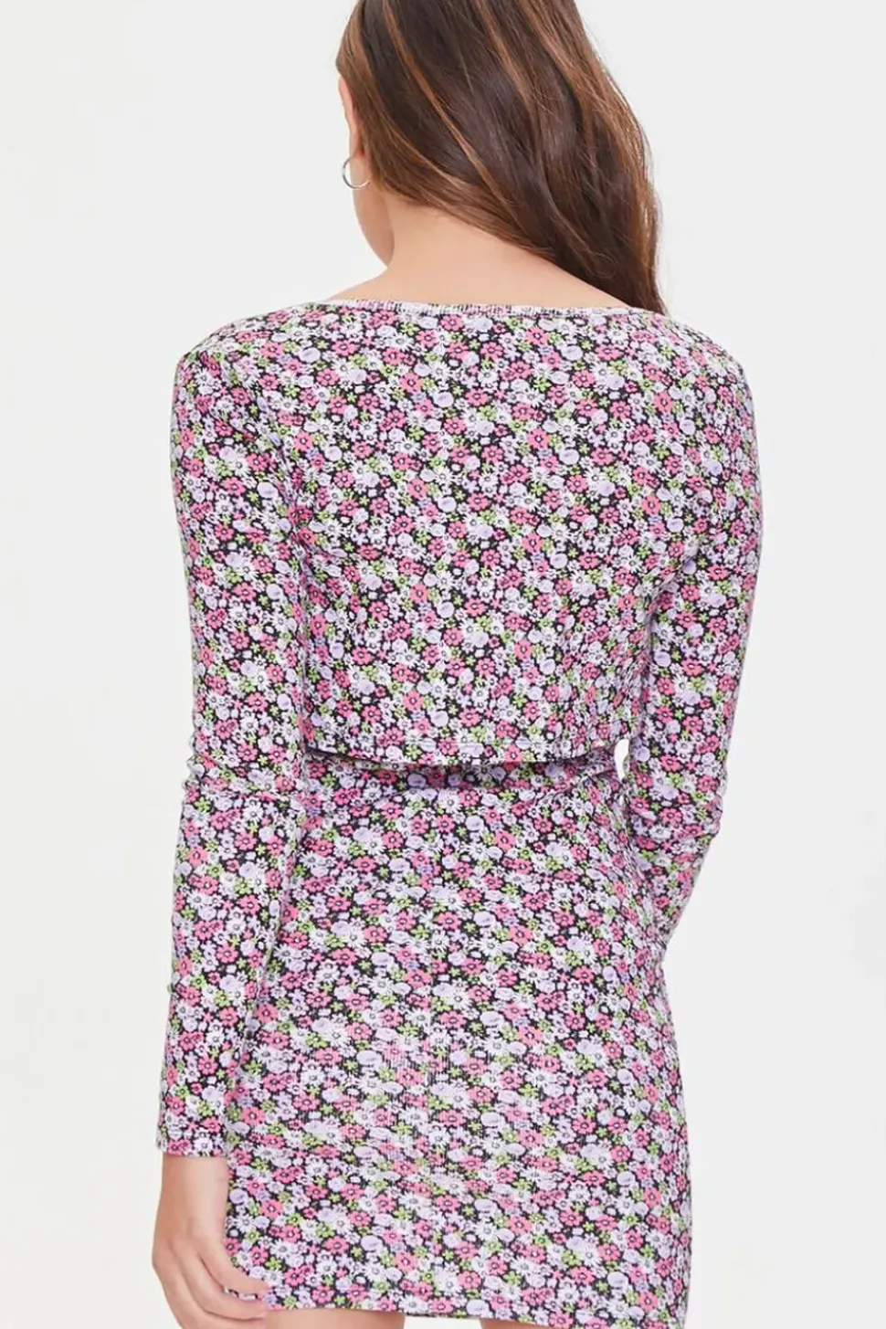 Floral Dress & Cardigan Sweater Set
