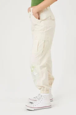 Floral Embroidered Cargo Joggers