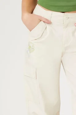 Floral Embroidered Cargo Joggers