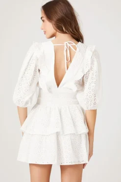 Floral Eyelet Flounce Mini Dress