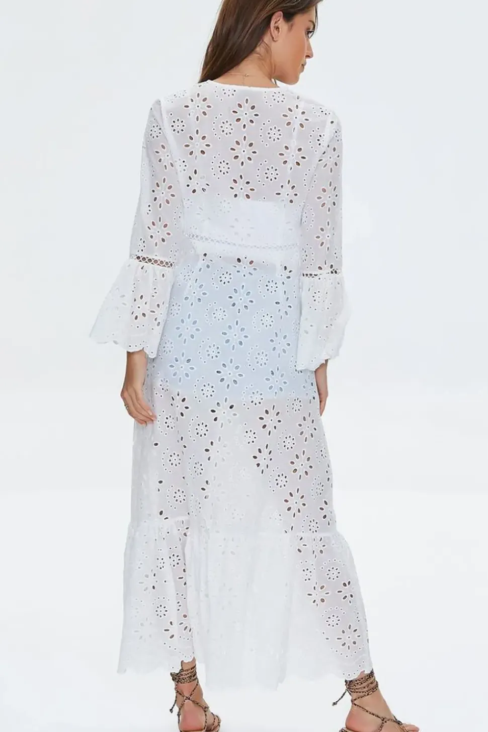 Floral Eyelet Lace Duster Kimono