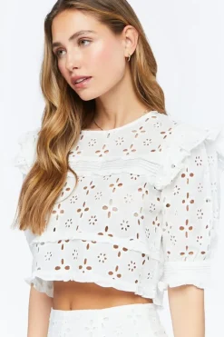 Floral Eyelet Top & Shorts Set