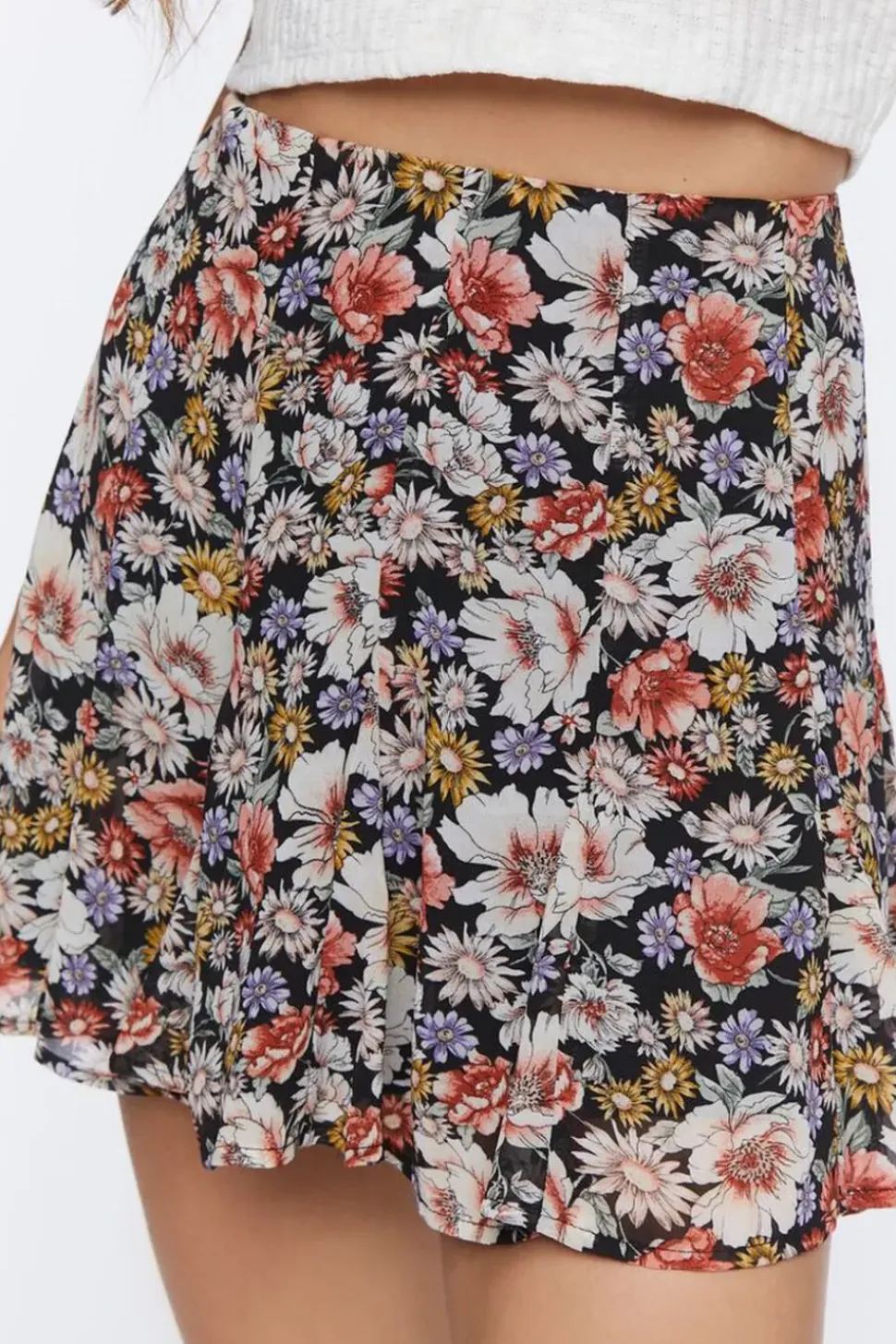 Floral Flounce Mini Skirt