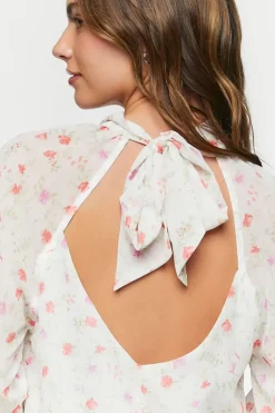 Floral Halter Chiffon Mini Dress