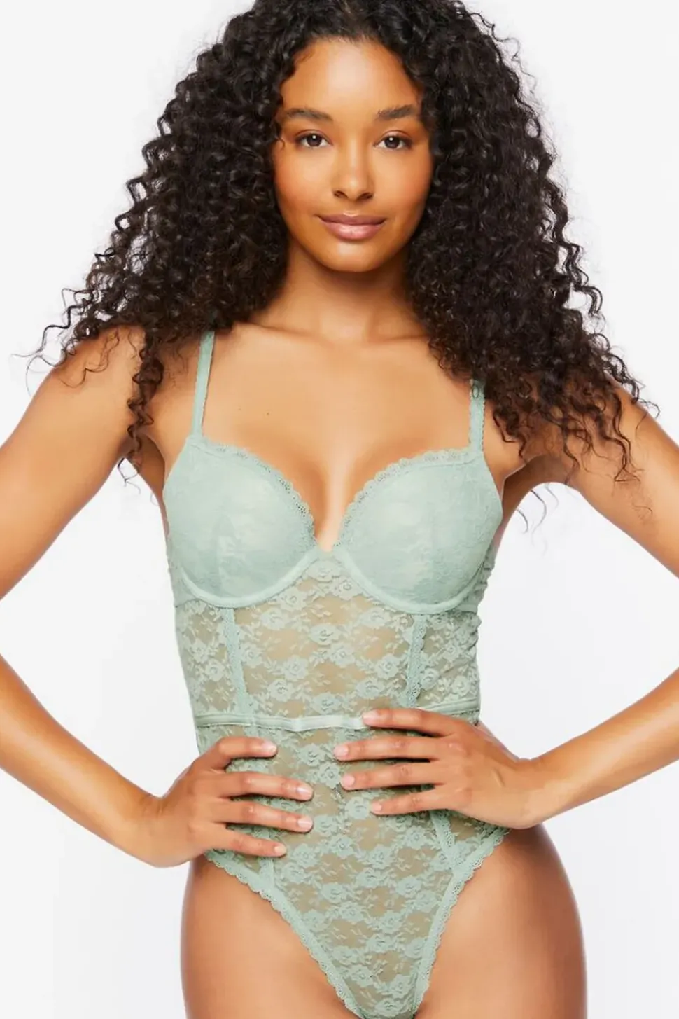 Floral Lace Mesh Lingerie Bodysuit