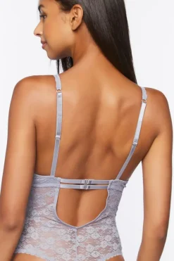 Floral Lace Mesh Lingerie Bodysuit