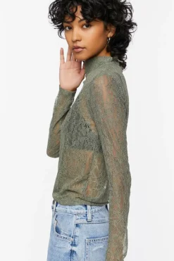 Floral Lace Mock Neck Top