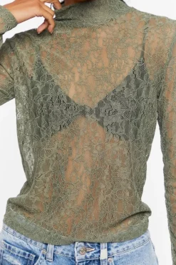 Floral Lace Mock Neck Top