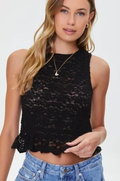 Floral Lace Scalloped Top