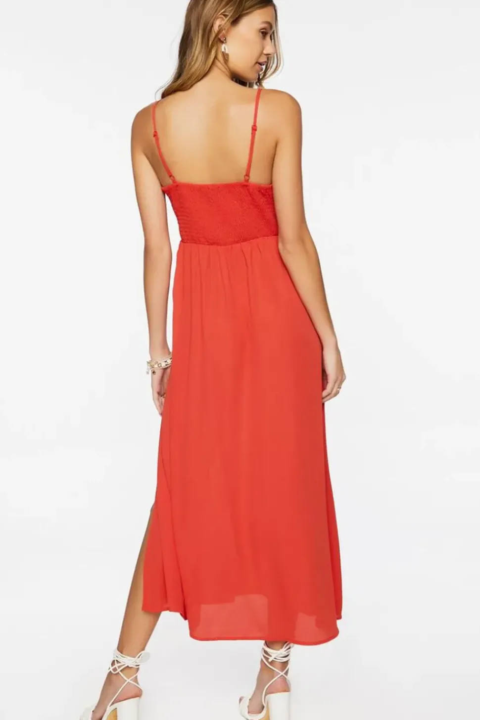 Floral Lace Slit Midi Dress