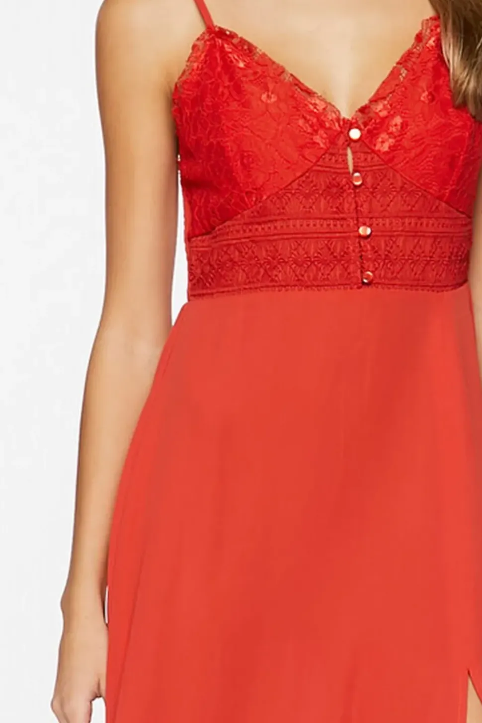 Floral Lace Slit Midi Dress