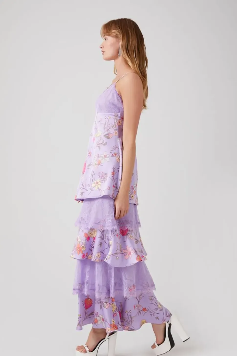 Floral Lace-Tiered Maxi Dress