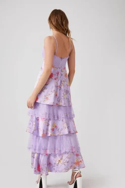 Floral Lace-Tiered Maxi Dress